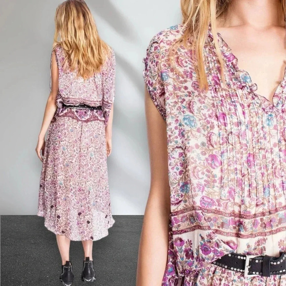 Zadig & Voltaire Thym Print Silky Top in Lilas Size XS - Picture 4 of 9